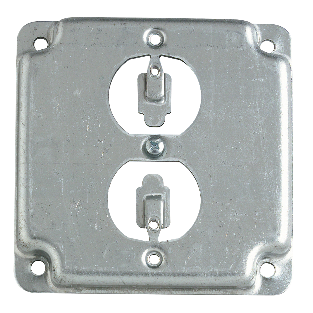 Product image for Steel City RS12 4" Steel Square Surface Cover, Duplex Receptacle, 1/2" Deep, Steel