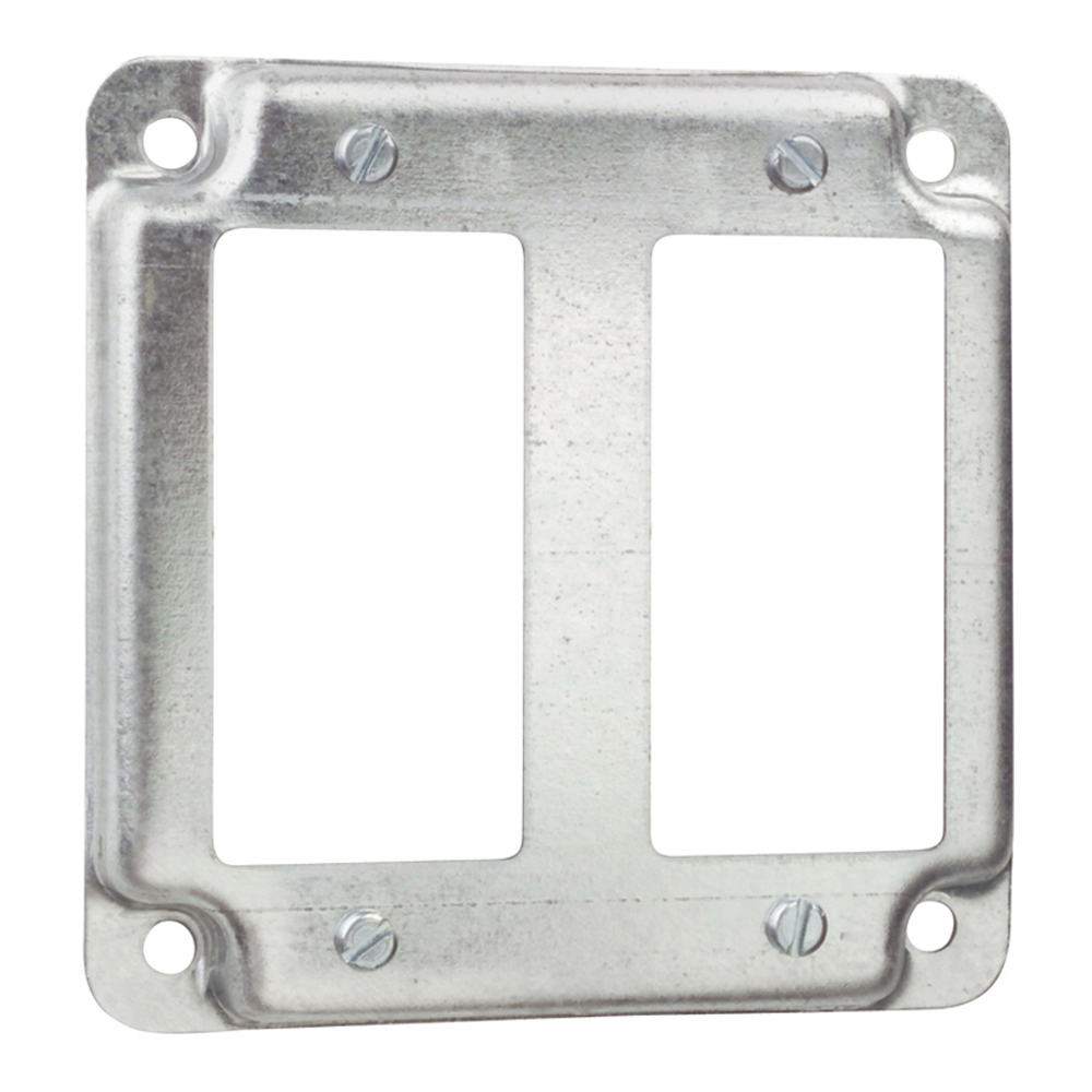 Product image for Steel City RS17-CC 4" Steel Square Surface Cover, (2) GFI Receptacles, 1/2" Deep, Steel