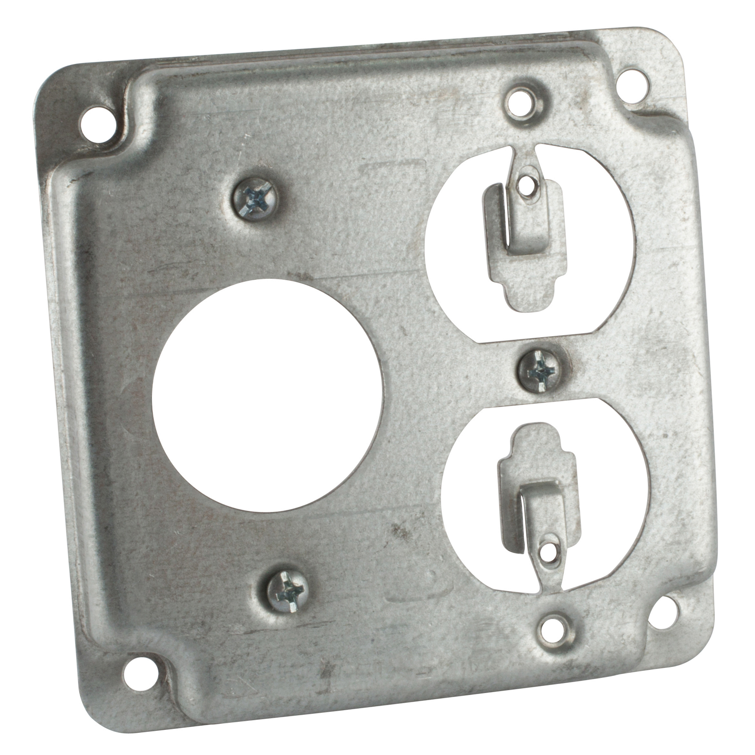 Product image for Steel City RS-3 4" Square Surface Cover, Single Receptacle & Duplex Receptacle, 1/2" Deep, Steel