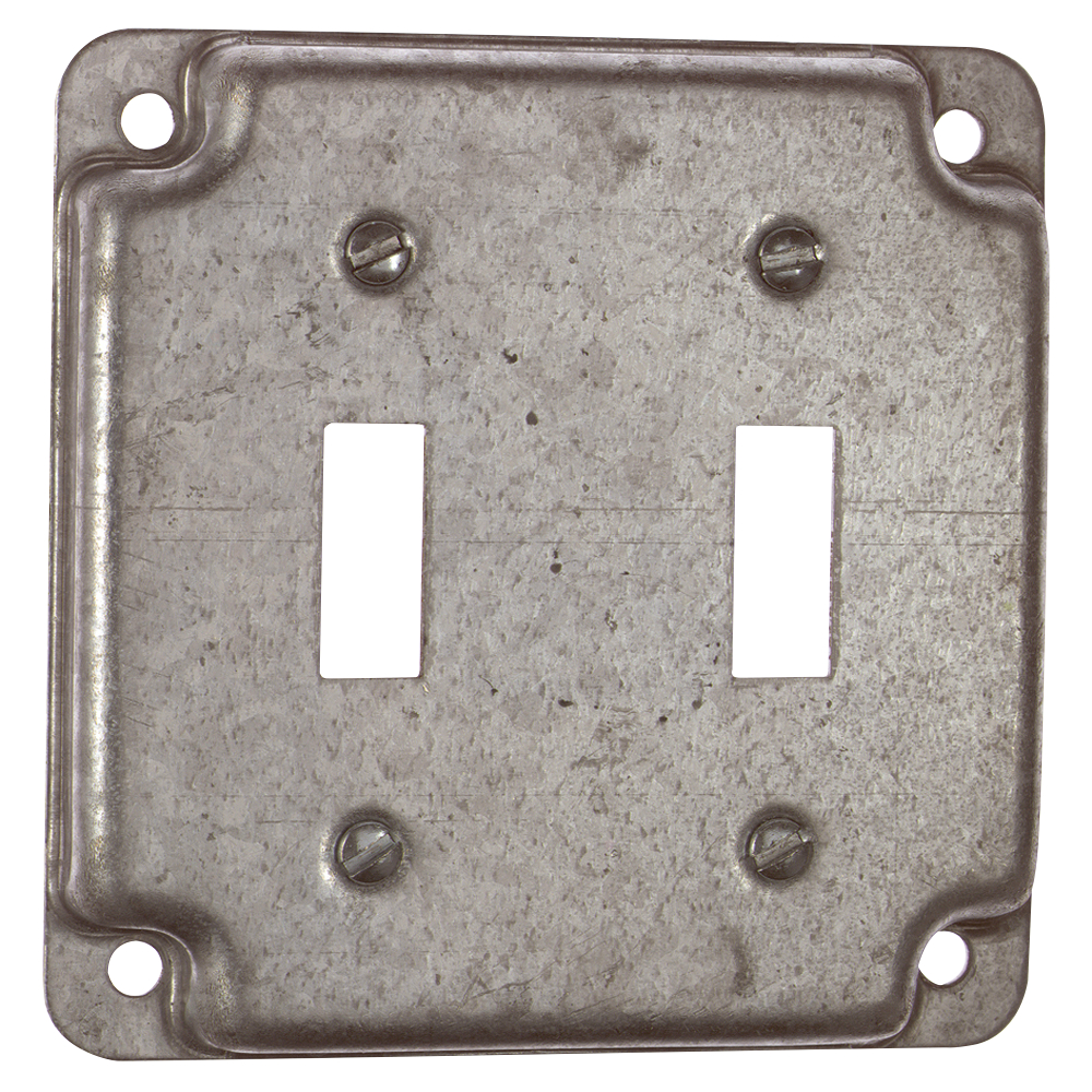 Product image for Steel City RS-5 4" Square Surface Cover, 2-Toggle Switches, 1/2" Deep, Steel