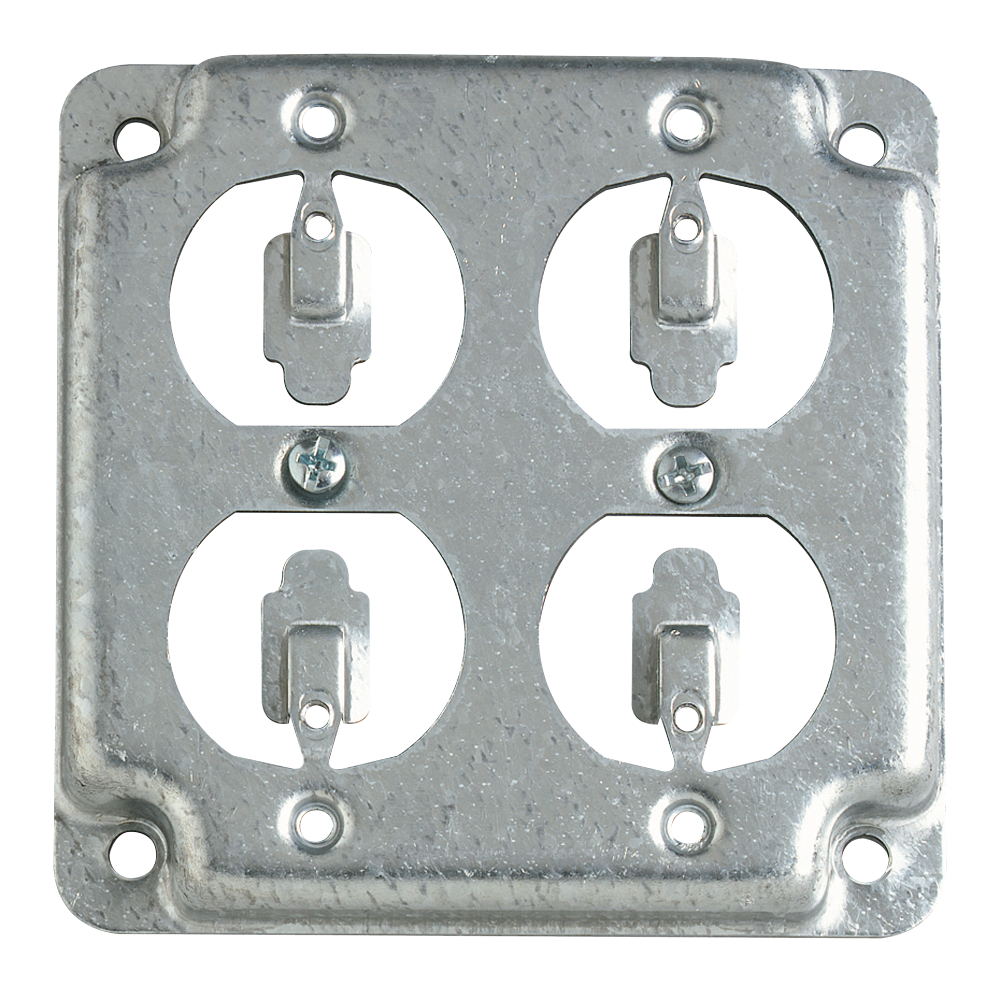 Product image for Steel City RS-8 4" Square Surface Cover, 2-Duplex Receptacles, 1/2" Deep, Steel