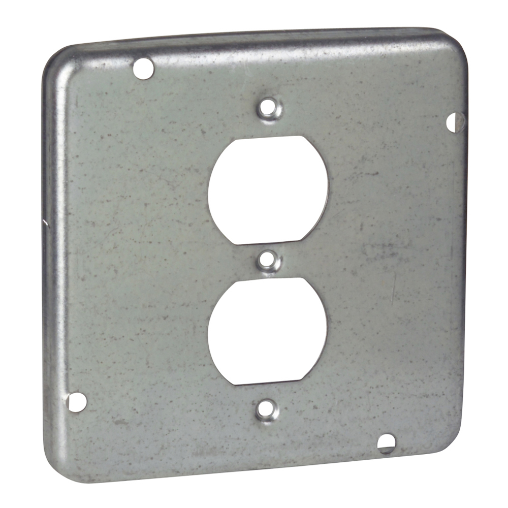 Product image for Steel City RSL-12 4-11/16 Square Duplex Receptacle Steel Cover