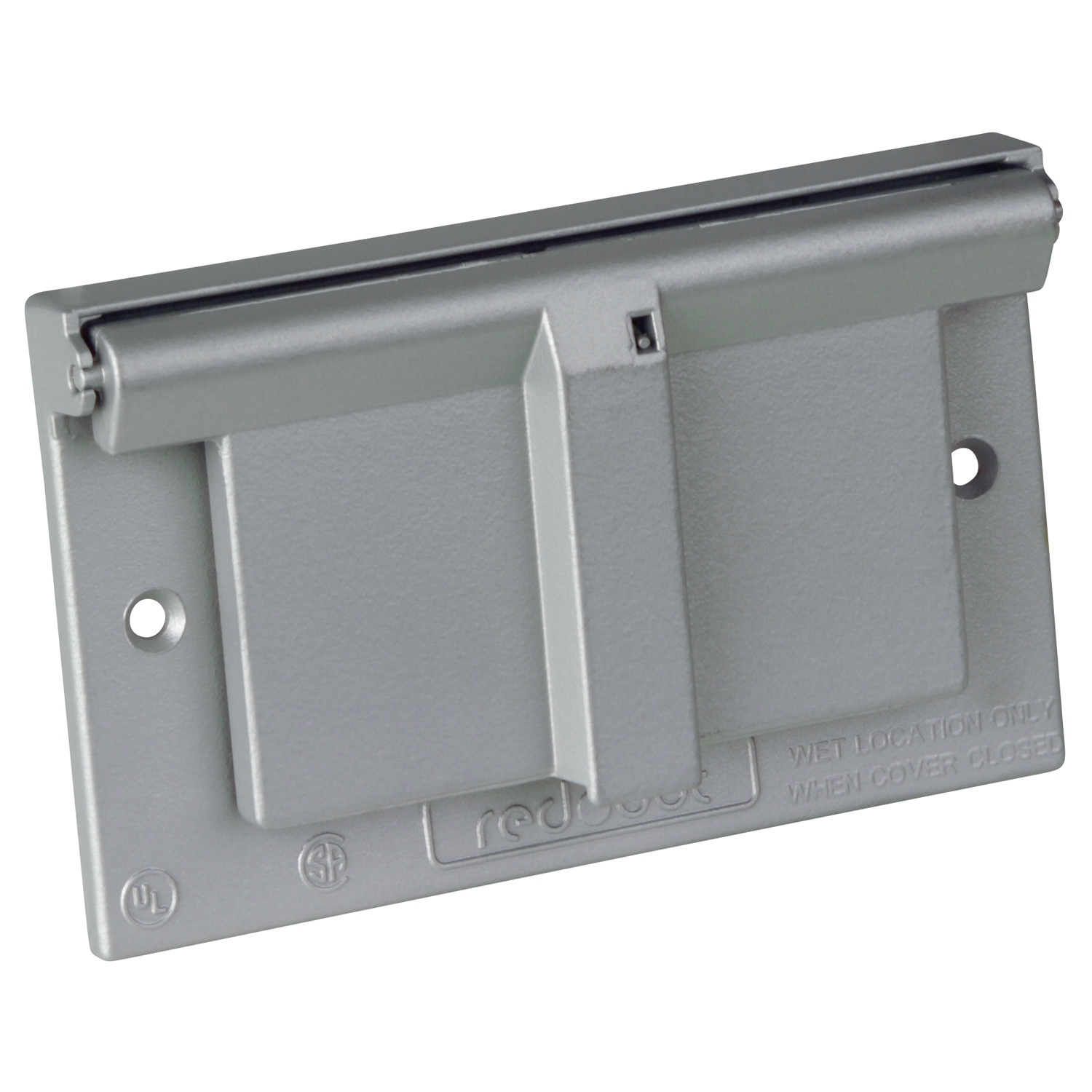Product image for Red Dot S305E 1-Gang Silver Horizontal Mount Receptacle Weatherproof Cover