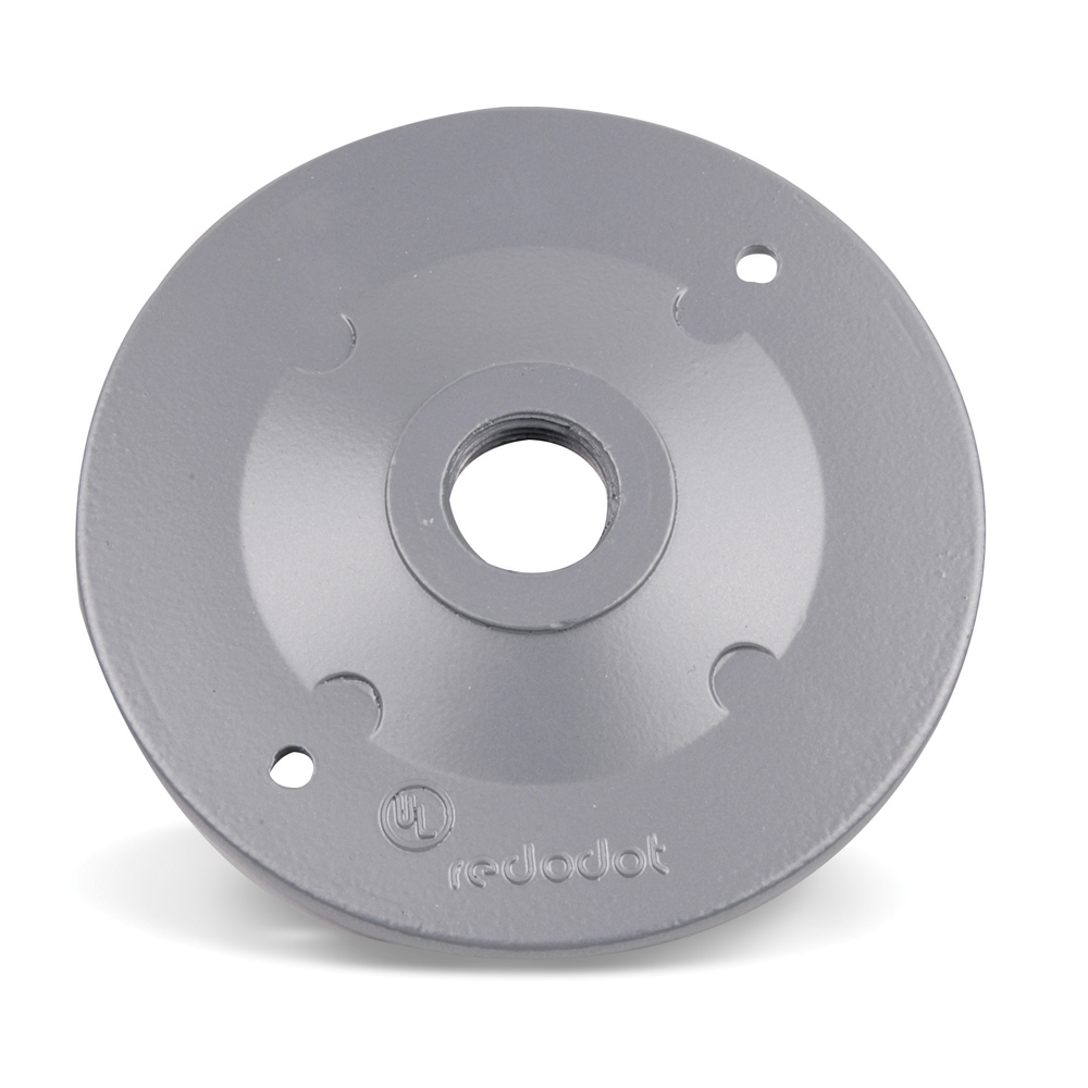 Product image for Red Dot SJ-11 Silver Die-Cast Aluminum 1-Hole 1-Gang 4-1/2 Inch Round Lampholder Cover