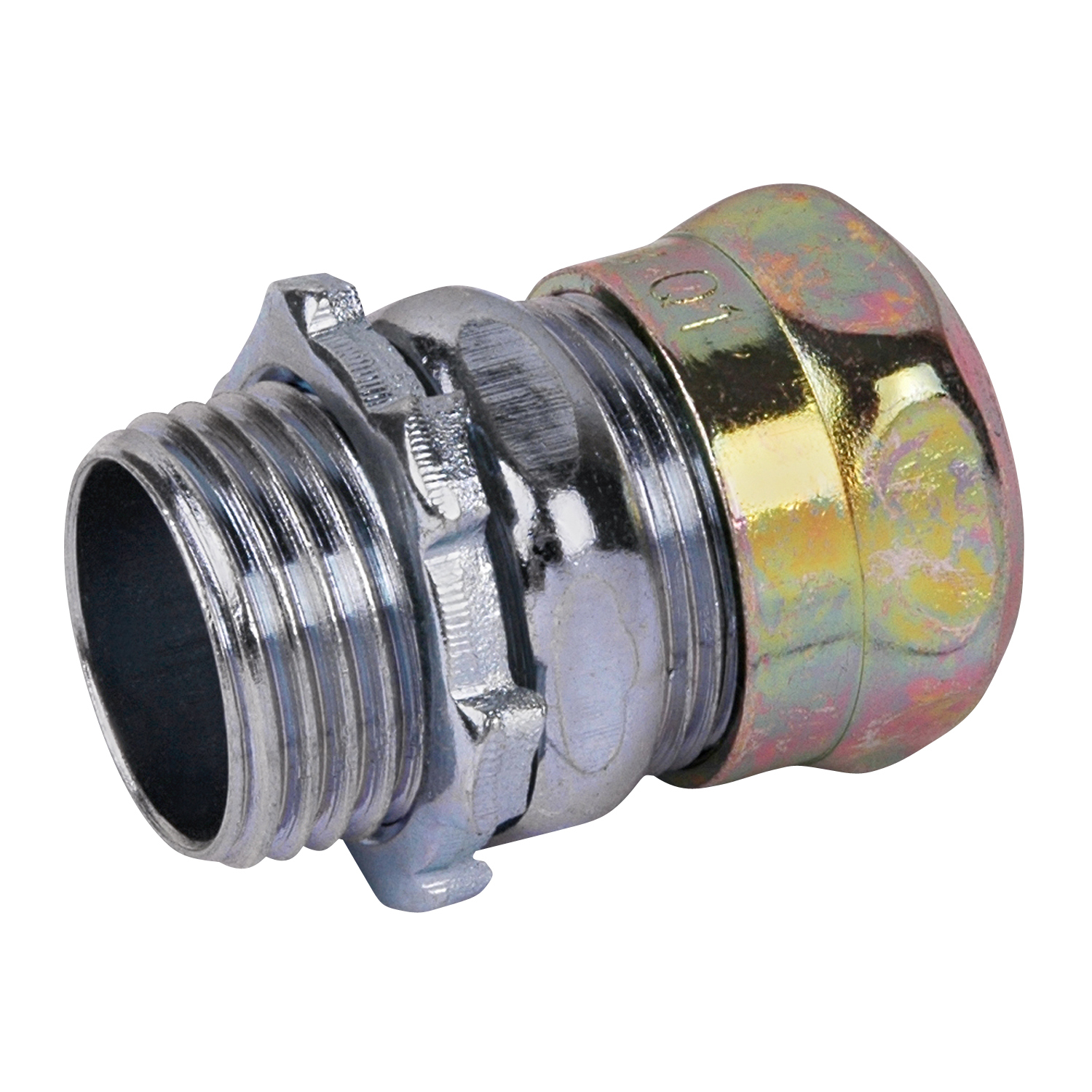 Product image for Steel City TC1110A-RT 4" EMT Compression Connector, Steel - Non-Insulated - Raintight