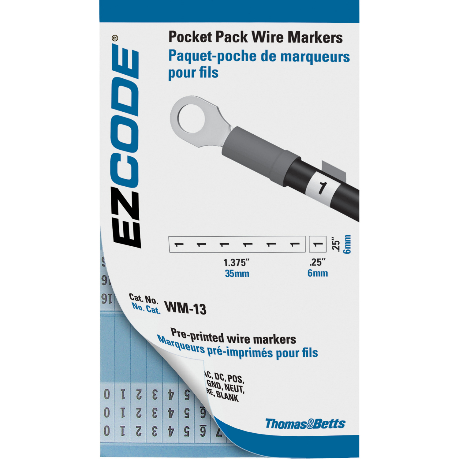 Product image for Thomas & Betts WM-0-9M 460 Markers 3 x 5 Inch Vinyl Cloth "0-9" Wire Marker Book