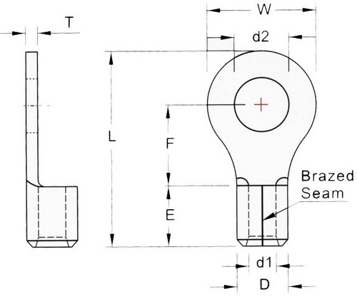 Non-Insulated Ring Terminals - 2awg Wire, 1/2