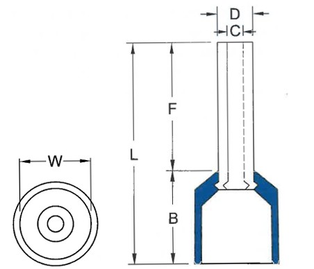 Nylon Insulated Crimp Ferrules 16 Awg .394