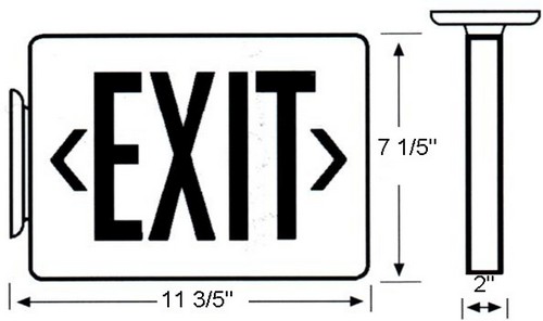LED Exit Sign Red LED White Housing Battery Backup - This classic LED Exit Sign is clear and highly visible.LED Exit Sign Red LED White Housing Battery Backup features include:  Superior Quality Exit Sign Combined with LED Energy Saving Technology In a Low-Profile, Unobtrusive Design Standard AC Only with Battery Back Up Completely Self-Contained Fully Automatic Operation Compact, Low Profile Design in Neutral Finish Push to Test Switch Automatic, Low Voltage Disconnect (LVD) 120 or 277 VAC Operation Injection-Molded, V-O Flame Retardant, High Impact, Thermoplastic Housing Charge Rate/Power On LED Indicator Light Energy Consumption of Less than 4 Watts for Red Letters Listed for Damp Location Universal Mounting Canopy amp; 2 Face Plates for Wall, Side or Top Installation 2.4V 400maH Ni-Cad Battery On Standard Units 90 Minute Battery Run Time UL 924 Listed 5 Year Warranty Order Qty of 1 = 1 Piece Spec Sheet  Below is more info on our LED Exit Sign Red LED White Housing Battery Backup
