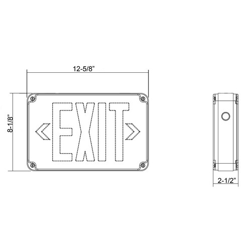 LED Wet Location Exit Sign Red Legend Remote Capable - This Wet Location LED Exit Sign is perfect for applications such as washdown areas where the fixture is exposed to moisture.Wet Location LED Exit Sign Red Legend Remote Capable features include:  All LED Exit  Emergency Lighting Superior Quality Exit Sign Combined with LED Energy Saving Technology In a Sealed Low-Profile, Unobtrusive Design Remote Capable Ni-Mh Battery Backup Completely Self-Contained Fully Automatic Operation Compact, Low Profile Design in Neutral Finish Push to Test Switch Automatic, Low Voltage Disconnect (LVD) 120 or 277 VAC Operation Injection-Molded, V-O Flame Retardant, High Impact, Polycarbonate Housing is resistant to wet, humid, washdown environment , non hazardous dust or corrosive areas Clear Polycarbonate Covers Engineering Grade Rubber Gaskets Top  Side KOs for Conduit Entry Easy Snap-Out Directional Chevrons Charge Rate/Power On LED Indicator Light Energy Consumption of Less than 4 Watts for Red Letters and Less than 2 Watts for Green Letters Operating Temperature 0°F to 104°F Universal Mounting Plate for Wall Installation Listed for Wet Location Remote Capable Units - 2 heads - 3 hours operation (Base Unit)  3 heads - 2 hours operation (Base Unit + 1 Head) 4 heads - 1.5 hours operation (Base Unit + 2 Heads)  CAUTION: Use Only LED Remote Lamp Heads with Remote Capable Units cULus 924 Listed  5 Year Warranty Order Qty of 1 = 1 Piece Spec Sheet  Below is more info on our Round Head LED Emergency Light High Output Remote Capable Black