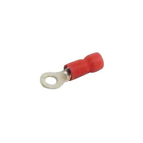 Vinyl Insulated Ring Terminals 25 Pack - 22-16 Wire, #10 Stud - Our Ring-style Wiring Terminals are quick and easy to use.Vinyl Insulated Ring Terminals 25 Pack - 22-16 Wire, #10 Stud features include:  Ring terminals are Vinyl Insulated Color Coded insulation for easy identification Manufactured from high strength Copper Alloy Electro-Tin Plated for corrosion resistance Easy entry expanded insulation eliminates strand ldquo;Hang Up, increasing crimping rates and provides mechanical strain relief Wire range stamped on the surface for easy interpretation Terminal barrel has butted seam Serrated barrel provides excellent electrical contact  resistance to pull-out forces 167deg;F (75deg;C) 600 Volts Max MAXIMUM ELECTRIC CURRENT: 22 AWG - 9 Amp, 20 AWG - 12 Amp, 18 AWG - 17 Amp, 16 AWG - 18 Amp, 14 AWG - 30 Amp, 12 AWG - 35 Amp, 10 AWG - 50 Amp cULus Listed Packed in Zip Lock plastic bags with punched hole for pegboard hanging Order Qty of 25 = 1 Bag of 25 Dimension Measurements = Inches Below is more info on our Vinyl Insulated Ring Terminals 25 Pack - 22-16 Wire, #10 Stud
