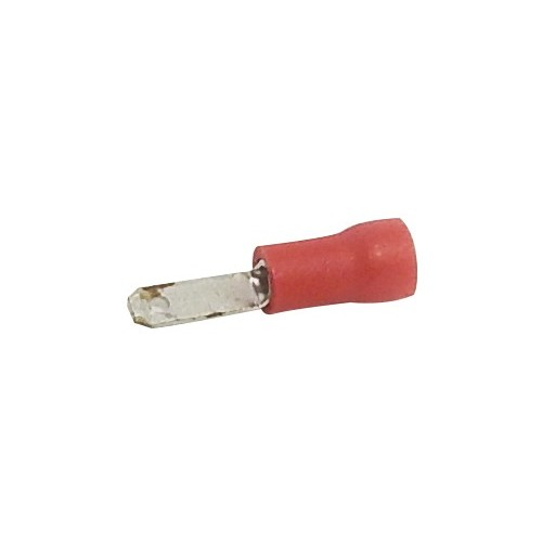 Vinyl Insulated Male Disconnects - 22-16 Wire, .032x.187 Tab - Vinyl Insulated Male Disconnectors for electrical work.Vinyl Insulated Male Disconnects - 22-16 Wire, .032x.187 Tab features include:  Male Disconnects are Vinyl Insulated Color Coded insulation for easy identification Manufactured from High Strength Brass Electro-Tin Plated for corrosion resistance Easy Entry Expanded Insulation Eliminates strand ldquo;Hang Up, increasing crimping rates and provides mechanical strain relief Wire range stamped on the surface for easy interpretation Terminal Barrel has Butted Seam Serrated Barrel provides excellent electrical contact  resistance to pull-out forces 167deg;F (75deg;C) 300 Volts Max Maximum Electric Current: 22 AWG - 3 Amp, 20 AWG - 4 Amp, 18 AWG - 7 Amp, 16 AWG - 10 Amp, 14 AWG - 15 Amp, 12 AWG - 20 Amp, 10 AWG - 24 Amp cULus Listed Dimension Measurements = Inches Order Qty of 100 = 1 Bag of 100 Below is more info on our Vinyl Insulated Male Disconnects - 22-16 Wire, .032x.187 Tab