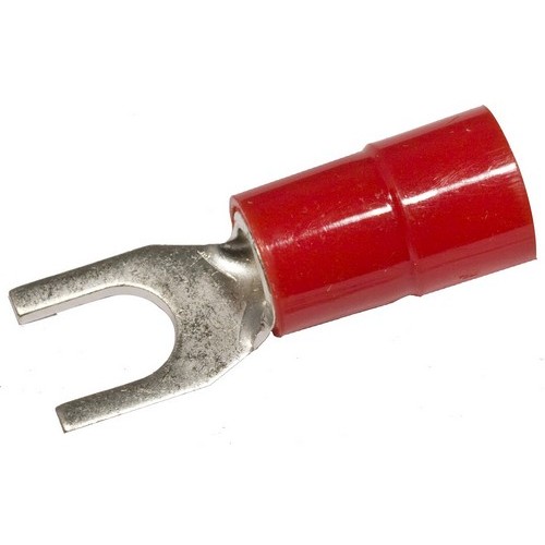 Nylon Insulated Fork/Spade Terminals - 8 Awg Wire, 1/4