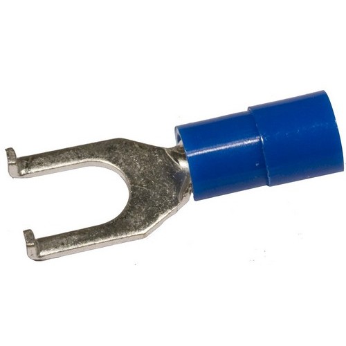 11812-M 601986118125 Nylon Insulated Flange Fork/Spade Terminals - 16-14 Wire, #8 Stud - Our Nylon Insulated Flange Fork/Spade Terminals combine quality and economy.Nylon Insulated Flange Fork/Spade Terminals - 16-14 Wire, #8 Stud features include:  Flanged Fork/Spade Terminals are Nylon Insulated Color Coded insulation for easy identification Manufactured from High Strength Electrolytic Copper Alloy Electro-Tin Plated for corrosion resistance Easy Entry Expanded Insulation eliminates strand ldquo;Hang Up, increasing crimping rates and provides mechanical strain relief Wire range stamped on the surface for easy interpretation Terminal Barrel has Brazed Seam Serrated Barrel provides excellent electrical contact  resistance to pull-out forces Flanged Configuration of Tang ensures a Positive Lock to terminal base increasing pull-out force resistance 221deg;F (105deg;C) 600 Volts Max Maximum Electric Current: 22 AWG - 9 Amp, 20 AWG - 12 Amp, 18 AWG - 17 Amp, 16 AWG - 18 Amp, 14 AWG - 30 Amp, 12 AWG - 35 Amp, 10 AWG - 50 Amp cULus Listed Order Qty of 100 = 1 Bag of 100 Below is more info on our Nylon Insulated Flange Fork/Spade Terminals - 16-14 Wire, #8 Stud