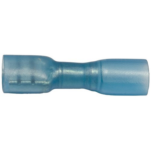 Heat Shrinkable Fully Insulated Female Disconnects - 16-14 Wire, .032X.250 Tab - Our Heat Shrink Female Disconnectors are Fully Insulated.Heat Shrinkable Fully Insulated Female Disconnects - 16-14 Wire, .032X.250 Tab features include:  Heat Shrinkable Fully Insulated Female Disconnect Material: High Strength Brass Electro-Tin Plated for corrosion resistance Butted Seam Insulation Material: High Density PE Heat Shrink Serrated Barrel provides excellent electrical contact  resistance to pull-out forces Double Crimp Extended Crimp Sleeve provides for multiple crimps resulting in improved electrical contact and pull-out force resistance Max Current: 22 AWG - 3 Amp, 20 AWG - 4 Amp, 18 AWG - 7 Amp, 16 AWG - 10 Amp, 14 AWG - 15 Amp, 12 AWG - 20 Amp, 10 AWG - 24 Amp Max Ratings: 300 Volts Shrink Temp: 302deg F (150deg C) Resistant Temp: 14deg F - 221deg F (-26deg C - 105deg C) cULus Listed Dimension Measurements = Inches Order Qty of 100 = 1 Bag of 100 Below is more info on our Heat Shrinkable Fully Insulated Female Disconnects - 16-14 Wire, .032X.250 Tab