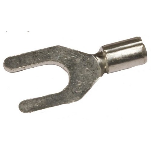 High Temperature Fork/Spade Terminals 22-16 AWG for extreme temperature applicationsHigh Temperature Fork/Spade Terminals 22-16 AWG features include:  Applications Include: Electric space heaters, HVAC controls, Industrial automation, Commerical ovens and fryers amp; Industrial kilns  Material: Nickel Plated Steel  Temperature Rating: 900deg;F(482deg;C) Butted Seam Order Qty of 100 = 1 Bag of 100 Below is more info on our High Temperature Fork/Spade Terminals 22-16 AWG