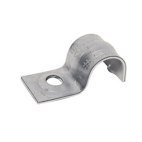 BX 1 Hole Pipe Straps 14/2 Thru 10/3 BX - These one-hole pipe straps are ideal for hanging tubing, pipe, conduit and BX cable.BX 1 Hole Pipe Straps 14/2 Thru 10/3 BX features include:  These one-hole pipe straps are ideal for hanging tubing, pipe, conduit and BX cable Pre Galvanized Zinc Plated Steel Reinforced Rib for Extra Strength Not UL Listed Order Qty of 100 = 100 Piece Below is more info on our BX 1 Hole Pipe Straps 14/2 Thru 10/3 BX