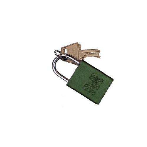Padlocks Green Keyed Different Accepts Master Key - These Hardened Steel Shackle Padlocks are color coded to keep things organized and safe.Padlocks Green Keyed Different Accepts Master Key features include:  Solid Anodized Aluminum Shackle padlock body measures 1-1/2 wide x 3/4 thick x 1-13/16 high Chrome plated hardened steel shackle is 1/4 dia x 1 vertical clearance x 25/32 horizontal clearance Double Ball Bearing Locking Mechanism Re-keyable 5 pin brass cylinder and anti-pick pinning Each shackle padlock comes with 2 keys Complies with OSHA Rule (1910.147) for Safety Lockout Guards Against Accidental Start-Up Injuries Part # 21683 is the Master Key for Padlock Order Qty of 1 = 1 Piece Below is more info on our Padlocks Green Keyed Different Accepts Master Key