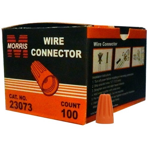 Screw-On Wire Connectors P3 Orange Boxed 100 Pack - Color-Coded Screw On Wire Connectors for quick connections anytime.Screw-On Wire Connectors P3 Orange Boxed 100 Pack features include:  Fixed Precise Conical Wire Spring No Pre-Twisting of Conductors is Required ndash; Spring Creates its Own Thread Reusable Screw on Wire Connector Threads On or Off splice for fast and easy circuit changes and additions Tough, UL 94V-2 Flame Retardant Shell will not crack or break, even when applied to maximum wire combinations under extreme pressure Ribbed-Cap Provides a more Secure Grip and faster fingertip starts even when hands become slippery Deep Skirt Wire Entry Provides Protection from Flash-Over and Shorts Threaded Funnel Entry Guides Wire Into Connector Cleanly without Strand Splaying Temperature Rated at 221deg;F (105deg;C) maximum Six Color-Coded Screw On Wire Connectors cover a full range of wire sizes from 22 through 8 Awg cULus Listed (Box 100 Pack) Order Qty of 100 = 1 Box of 100 Below is more info on our Screw-On Wire Connectors P3 Orange Boxed 100 Pack