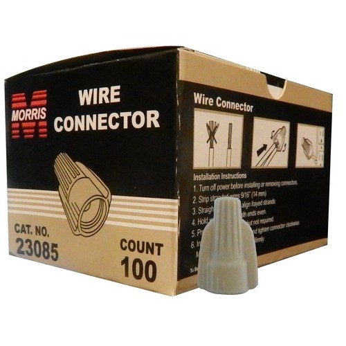 Winged Twist Connectors Tan Boxed 100 Pack - Winged Twist Connectors make Connecting Electrical Wiring Simple and Easy.Winged Twist Connectors Tan Boxed 100 Pack features include:  Swept wing fits into your hand naturally to give extra torque leverage and reduce the effort required for connecting even large wire combinations, yet compact, with narrow profile to take up less space in junction boxes Ribbed cap on color coded wire connectors provide more secure grip and faster fingertip starts even when hands become slippery Deep Skirt Entry Provides Protection From FlashOver or Shorting and Keeps Strands from Splaying Live Action Square Wire Spring Draws Wires Deep into Spring Provides a More Secure Grip No pre-twisting of conductors is required ndash; spring creates its own thread Connector Will Bite and Hold on Single Conductor when Capping Isolated Conductor Reusable connector threads on or off splice for fast and easy circuit changes and additions Tough, Heavy Duty Thick Wall UL 94V-2 Flame Retardant Housing will not crack or break, even when applied to maximum wire combinations under extreme pressure Temperature rated at 221deg;F (105deg;C) maximum 600V, 1000V fixtures amp; signs cULus Listed (Box 100 Pack) Order Qty of 100 = 1 Box of 100  nbsp;Below is more info on our Winged Twist Connectors Tan Boxed 100 Pack