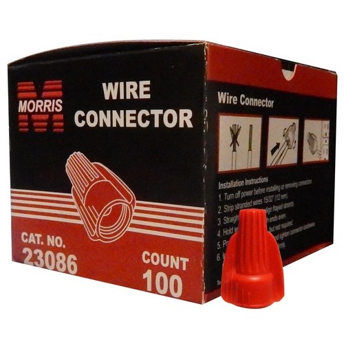 Winged Twist Connectors Red Boxed 100 Pack - Winged Twist Connectors make Connecting Electrical Wiring Simple and Easy.Winged Twist Connectors Red Boxed 100 Pack features include:  Swept wing fits into your hand naturally to give extra torque leverage and reduce the effort required for connecting even large wire combinations, yet compact, with narrow profile to take up less space in junction boxes Ribbed cap on color coded wire connectors provide more secure grip and faster fingertip starts even when hands become slippery Deep Skirt Entry Provides Protection From FlashOver or Shorting and Keeps Strands from Splaying Live Action Square Wire Spring Draws Wires Deep into Spring Provides a More Secure Grip No pre-twisting of conductors is required ndash; spring creates its own thread Connector Will Bite and Hold on Single Conductor when Capping Isolated Conductor Reusable connector threads on or off splice for fast and easy circuit changes and additions Tough, Heavy Duty Thick Wall UL 94V-2 Flame Retardant Housing will not crack or break, even when applied to maximum wire combinations under extreme pressure Temperature rated at 221deg;F (105deg;C) maximum 600V, 1000V fixtures amp; signs cULus Listed (Box 100 Pack) Order Qty of 100 = 1 Box of 100  nbsp;Below is more info on our Winged Twist Connectors Red Boxed 100 Pack