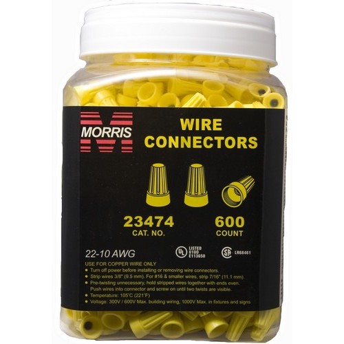 Screw-On Wire Connectors P4 Yellow Large Jar - Color-Coded Screw On Wire Connectors for quick connections anytime.Screw-On Wire Connectors P4 Yellow Large Jar features include:  Fixed Precise Conical Wire Spring No Pre-Twisting of Conductors is Required ndash; Spring Creates its Own Thread Reusable Screw on Wire Connector Threads On or Off splice for fast and easy circuit changes and additions Tough, UL 94V-2 Flame Retardant Shell will not crack or break, even when applied to maximum wire combinations under extreme pressure Ribbed-Cap Provides a more Secure Grip and faster fingertip starts even when hands become slippery Deep Skirt Wire Entry Provides Protection from Flash-Over and Shorts Threaded Funnel Entry Guides Wire Into Connector Cleanly without Strand Splaying Temperature Rated at 221deg;F (105deg;C) maximum Six Color-Coded Screw On Wire Connectors cover a full range of wire sizes from 22 through 8 Awg cULus Listed (Small Jars amp;Large Jars) Order Qty of 1 = 1 Small Jar or 1 Large Jar Below is more info on our Screw-On Wire Connectors P4 Yellow Large Jar