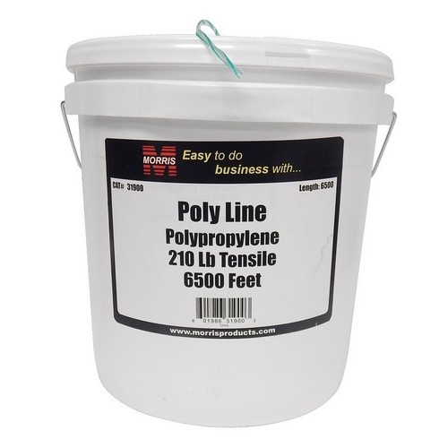 Polypropylene Pull Line 5 Gal Pail 6500' 210 lb Tensile - Tough 3 Strand Polypropylene Pull Line Can be Blown Into Conduit for Cable Pulls.Polypropylene Pull Line features include:  Continuous Fiber Polypropylene for Blowing Directly into Conduit 5 Gallon Pail Length: 6500' Tensile Strength: 210 lbs Waterproof - Will Not Rot or Mildew Can be Left in Conduit for Future Use Order Qty of 1 = 1 Pail Below is more info on our Polypropylene Pull Line in 5 Gallon Pails