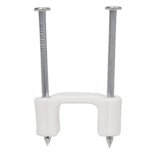 Plastic Stacking Staples for (2) 14/2  12/2 - These Zinc Plated Stacking Staples won't deteriorate.Plastic Stacking Staples for (2) 14/2  12/2 features include:  Plastic insulated stacking staples quickly and easily secure vertical stacks of Non-Metallic cable Electro-Zinc Plated nails provide strength and durability Smooth saddles prevent damage to insulation UV-protected Polyethylene saddle resists rot, rust and deterioration 1/2 wide  white color UL Listed Order Qty of 50 = 1 Bag of 50 Below is more info on our Plastic Stacking Staples for (2) 14/2  12/2