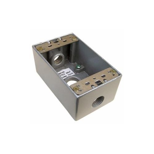 Weatherproof Boxes - One Gang 18.3 Cubic Inch Capacity - 3 Outlet Holes 1/2" Gray No Lugs - A seamless Weatherproof Electrical Box - 3 Outlet.Weatherproof Boxes - One Gang 18.3 Cubic Inch Capacity - 3 Outlet Holes 1/2" Gray No Lugs features include:...