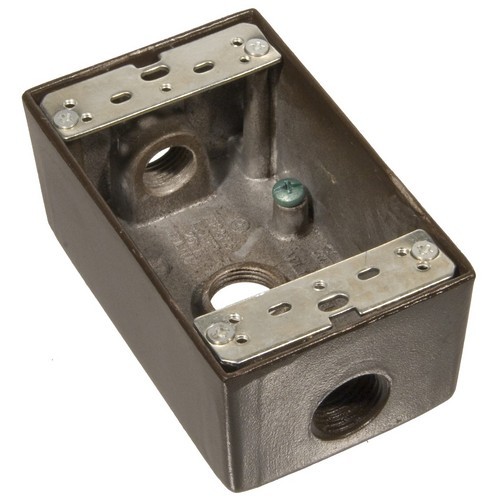 Weatherproof Boxes - One Gang 18.3 Cubic Inch Capacity - 3 Outlet Holes 1/2