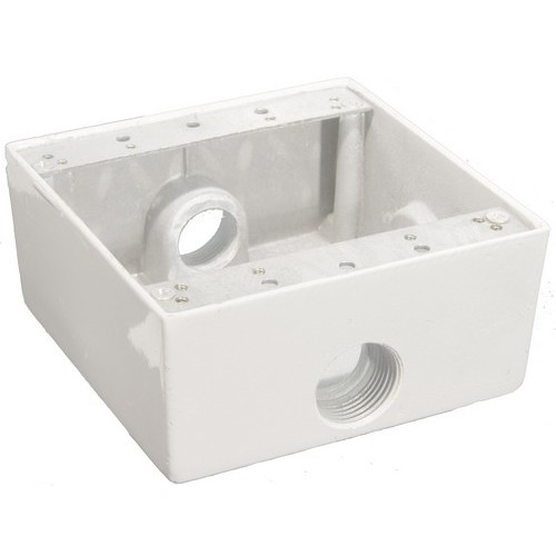 Weatherproof Boxes - Two Gang 30.5 Cubic Inch Capacity - 3 Outlet Holes 1/2