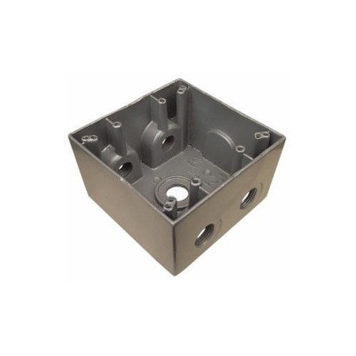 Weatherproof Boxes - Two Gang Deep 37 Cubic Inch Capacity - 5 Outlet Holes 1