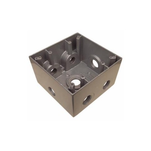Weatherproof Boxes - Two Gang Deep 37 Cubic Inch Capacity - 7 Outlet Holes 1/2