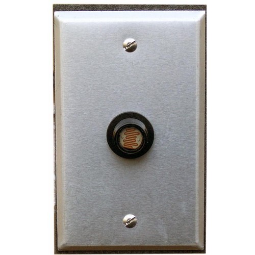Photocontrols Flush Mount with Wall Plate 208-277V - Our Weatherproof Flush Mount Photocontrols puts your lighting solutions at your fingertips.Photocontrols Flush Mount with Wall Plate 208-277V features include:  Weatherproof Polycarbonate Housing  Lens Brushed Aluminum Wallplate and Gasket SPST - Normally Open 1/2" CDS Photocell 30-60 Second Time Delay Light Levels: ON: .9 to 1.9 FC OFF: 2.8 To 5.6 FC Thermal Switch Temperature Range: -40ºF to 158ºF Power Consumption Below 1.5 Watts Average Relative Humidity: 96% Contact position at night is normally closed Life Cycle: 6500 Cycles 3/8”-18 Thread Nipple with Rubber Gasket and Plastic Locknut 6” Leads Exit Rear of Housing for Tight locations UL Listed Order Qty of 1 = 1 Piece Below is more info on our Photocontrols Flush Mount with Wall Plate 208-277V