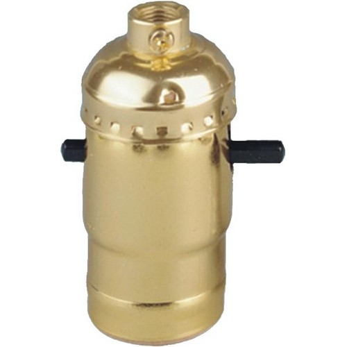 Push Thru Lampholder - A basic Push through style Lamp Holder.Push Thru Lampholder features include:  Medium Base Incandescent Push thru On/Off Aluminum Brass Dipped 660W, 250V cULus Listed Order Qty of 1 = 1 Piece Below is more info on our Push Thru Lampholder
