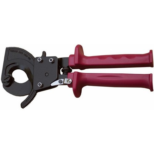 Ratcheting Wire/Cable Cutter 400 MCM - A handy set of 400 MCM Copper Aluminum Wire Cutters.Ratcheting Wire/Cable Cutter 400 MCM features include:  Ratcheting Wire/Cable Cutter 400 MCM for cutting Copper amp; Aluminum cable Not for use on ASCR cable or steel wire Compact and Portable Spring Action Mechanism Simple One-Hand Operation Less Handle Forces Required Heat Treated, Precision Ground Shear Action Blades for Clean Cuts Blister Packed Order Qty of 1 = 1 Piece Below is more info on our Ratcheting Wire/Cable Cutter 400 MCM