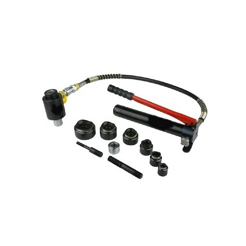 Hole Punch Kit - Hydraulic - Remote Pump/Hose - 10 Ton Remote Pump/Hose Hydraulic Tool  Punch/Die Sets for Cutting Holes up to 2