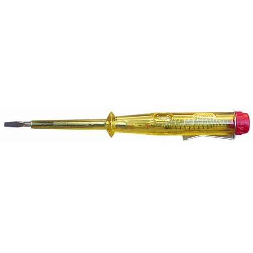 Screwdriver Probe Voltage Tester 80-250 Volts AC/DC - Simple to use and compact Screwdriver Voltage Testers.Screwdriver Probe Voltage Tester 80-250 Volts AC/DC features include:  Screwdriver Voltage Testers Indicate Live Circuit for 80 to 250 Volt AC/DC with a Glowing Neon Light No Test Leads Required Pocket Clip Insulated Screwdriver Tip UL Listed Order Qty of 1 = 1 Piece Below is more info on our Screwdriver Probe Voltage Tester 80-250 Volts AC/DC