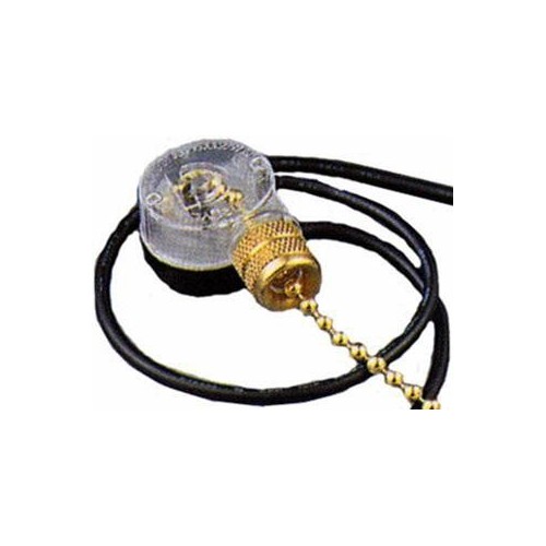 Pull Chain Brass SPST On-Off - Ceiling Pull Chain switch for lights or fans.Pull Chain Brass SPST On-Off features include:  Pull chains perfect for ceiling fans and lights SPST, On-Off 6