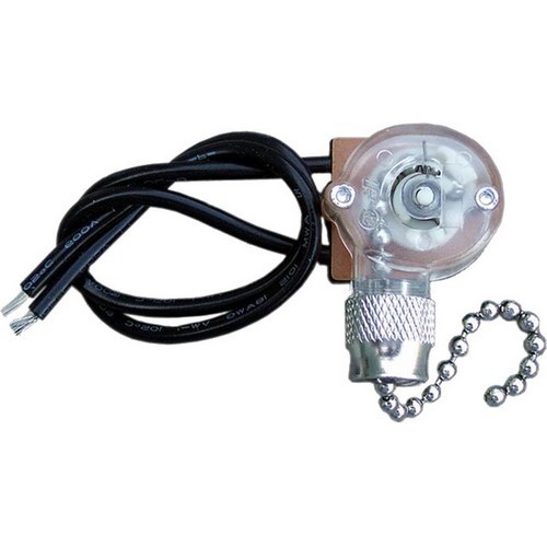 Pull Chain Nickel SPST On-Off - Ceiling Pull Chain switch for lights or fans.Pull Chain Nickel SPST On-Off features include:  Pull chains perfect for ceiling fans and lights SPST, On-Off 6