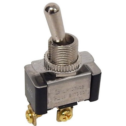 Heavy Duty 1 Pole Toggle Switch SPST Screw Terminals with On-Off Plate - Our heavy duty On-Off Double Toggle Switch is used in Motor Control, Tool and other Equipment Applications.Heavy Duty 1 Pole Toggle Switch SPST Screw Terminals with On-Off Plate features include:  Solid Brass or Nickel Plated Bushings 1/2