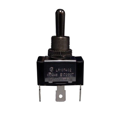 Heavy Duty Toggle 1 Pole Switch SPDT On-Off-On Quick Connect Terminals - A tough and reliable SPDT Toggle Switch for multiple applications.Heavy Duty Toggle 1 Pole Switch SPDT On-Off-On Quick Connect Terminals features include:  SPDT, On-Off-On 3 Quick Connect Spade Terminals 20 AMP, 125VAC 10 AMP, 277VAC 3/4HP, 125/250VAC Solid Brass or Nickel Plated Bushings 1/2