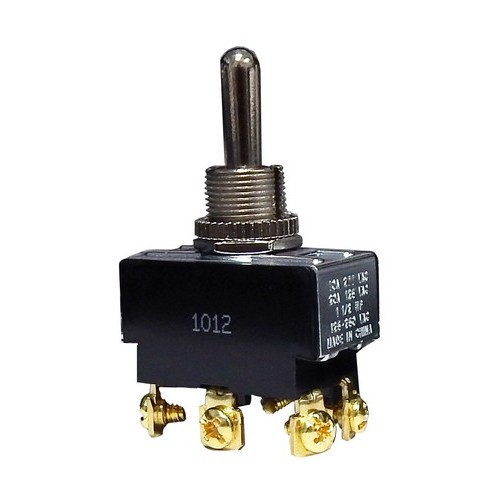 Heavy Duty 2 Pole Toggle Switch DPDT On-Off-On Screw Terminals - This Large DPDT Toggle Switch has three positions.Heavy Duty 2 Pole Toggle Switch DPDT On-Off-On Screw Terminals features include:  DPDT, On-Off-On 6 Screw Terminals 20 AMP, 125VAC 10 AMP, 277VAC 1-1/2HP, 125/250VAC Solid Brass or Nickel Plated Bushings 1/2