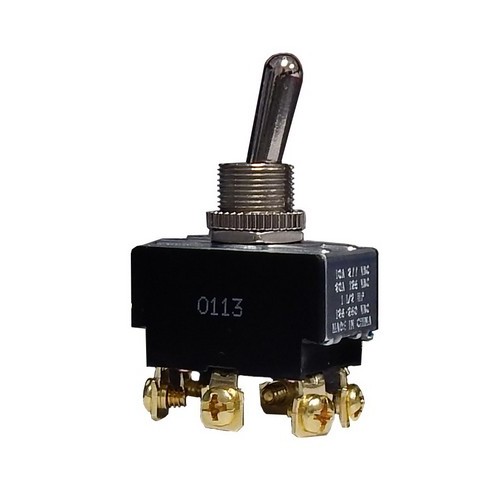 Heavy Duty 2 Pole Toggle Switch DPDT On-On Screw Terminals - This Large DPDT Toggle Switch has three positions.Heavy Duty 2 Pole Toggle Switch DPDT On-On Screw Terminals features include:  DPDT, On-On 6 Screw Terminals 20 AMP, 125VAC 10 AMP, 277VAC 1-1/2HP, 125/250VAC Solid Brass or Nickel Plated Bushings 1/2