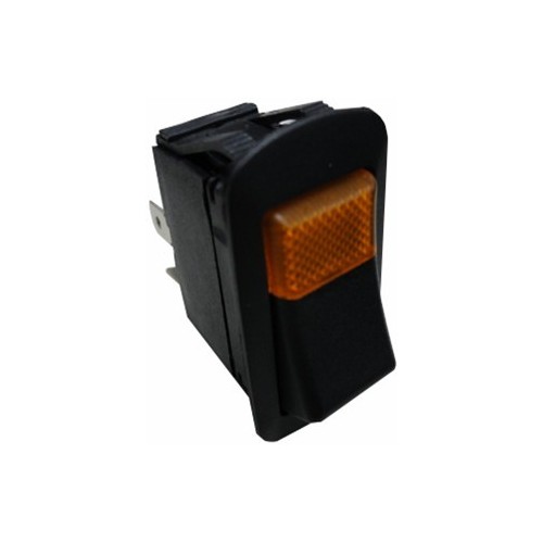 Amber Lighted Rocker Switch On-Off DPST Quick Connect Spade Terminal - Rocker Switches are used in Equipment Control Applications.Amber Lighted Rocker Switch On-Off DPST Quick Connect Spade Terminal features include:  Switch is lit for dim areas DPST, On-Off Nylon 6/6 Frame  Actuator Termination Type: Quick Connect Spade Terminals Contact Resistance: 50 milliohm Insulation Resistance: 100 milliohm Dielectric Strength: 1500V Operating Temp: -4deg;F to 185deg;F cURus/CSA Listed Order Qty of 1 = 1 Piece Below is more info on our Amber Lighted Rocker Switch On-Off DPST Quick Connect Spade Terminal