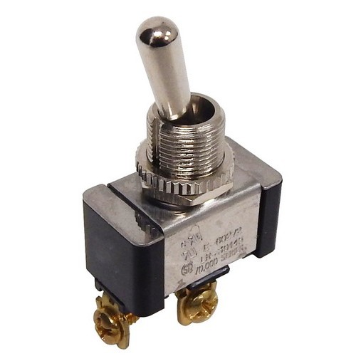 Heavy Duty Momentary Contact Toggle Switch SPST (On)-Off Screw Terminals - This heavy duty Momentary Double Toggle Switch is used in Motor Control  Tool Applications.Heavy Duty Momentary Contact Toggle Switch SPST (On)-Off Screw Terminals features include:  Motor Control  Tool Applications Momentary = ( ) SPST, (On)-Off 2 Screw Terminals 20 AMP, 125VAC 10 AMP, 277VAC 3/4HP 125/250VAC Solid Brass or Nickel Plated Bushings 1/2