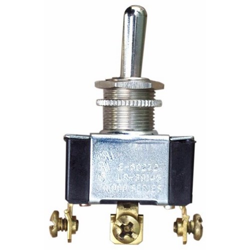 Heavy Duty Momentary Contact Toggle Switch SPDT On-Off-(On) Screw Terminals - This heavy duty Momentary Double Toggle Switch is used in Motor Control  Tool Applications.Heavy Duty Momentary Contact Toggle Switch SPDT On-Off-(On) Screw Terminals features include:  Motor Control  Tool Applications Momentary = ( ) SPDT, (On)-Off-(On) 3 Screw Terminals 20 AMP, 125VAC 10 AMP, 277VAC 3/4HP 125/250VAC Solid Brass or Nickel Plated Bushings 1/2