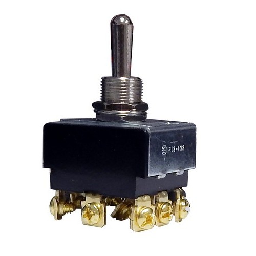 Heavy Duty 3 Pole Toggle Switch 3PDT On-Off-On Screw Terminals - Brass and Nickel plated Multi-Pole Toggle Switches are extra durable.Heavy Duty 3 Pole Toggle Switch 3PDT On-Off-On Screw Terminals features include:  3PDT, On-Off-On Great for power tool and motor control switch applications Rugged long-wearing solid Brass or Nickel plated bushings 9 Screw Terminals 1/2