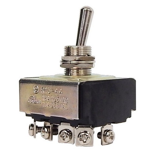 Heavy Duty 4 Pole Toggle Switch 4PST On-Off Screw Terminals - Brass and Nickel plated Multi-Pole Toggle Switches are extra durable.Heavy Duty 4 Pole Toggle Switch 4PST On-Off Screw Terminals features include:  4PST, On-Off Great for power tool and motor control switch applications Rugged long-wearing solid Brass or Nickel plated bushings 8 Screw Terminals 1/2