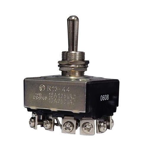 Heavy Duty 4 Pole Toggle Switch 4PDT On-Off-On Screw Terminals - Brass and Nickel plated Multi-Pole Toggle Switches are extra durable.Heavy Duty 4 Pole Toggle Switch 4PDT On-Off-On Screw Terminals features include:  4PDT, On-Off-On Great for power tool and motor control switch applications Rugged long-wearing solid Brass or Nickel plated bushings 12 Screw Terminals 1/2